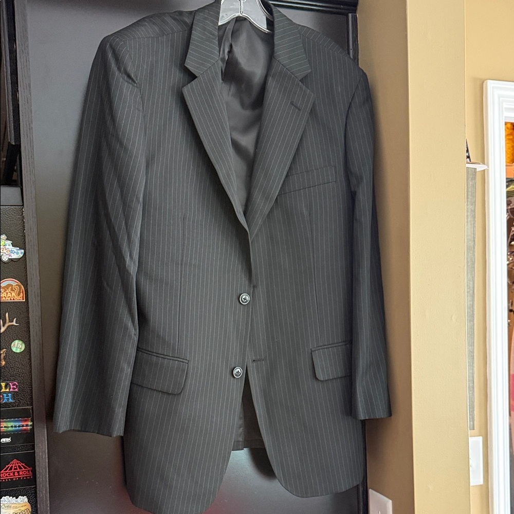 Haggar Black Pinstripe Men's Two-Button Suit Jacket